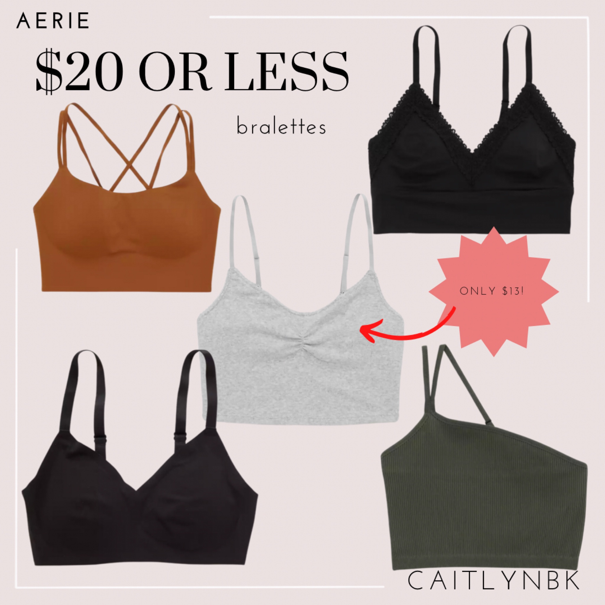 #Aerie is having a crazy clearance event on a lot of their bralettes! These are the ones I grabbed, they’re all $20 or less, up to 60% off! 

#LTKfit #LTKFind #LTKsalealert