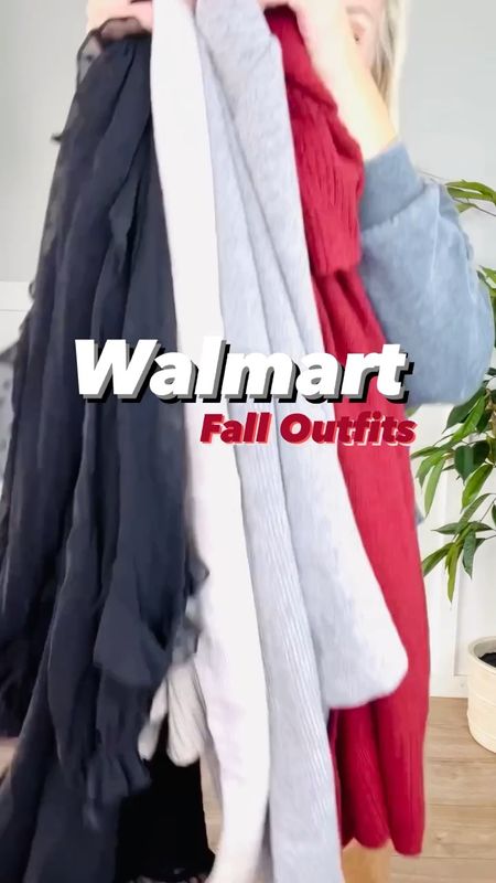 Walmart fall outfits! I’m wearing a medium in the red sweater, size small in each other top. Size small dress. 

#LTKworkwear #LTKunder50 #LTKSeasonal