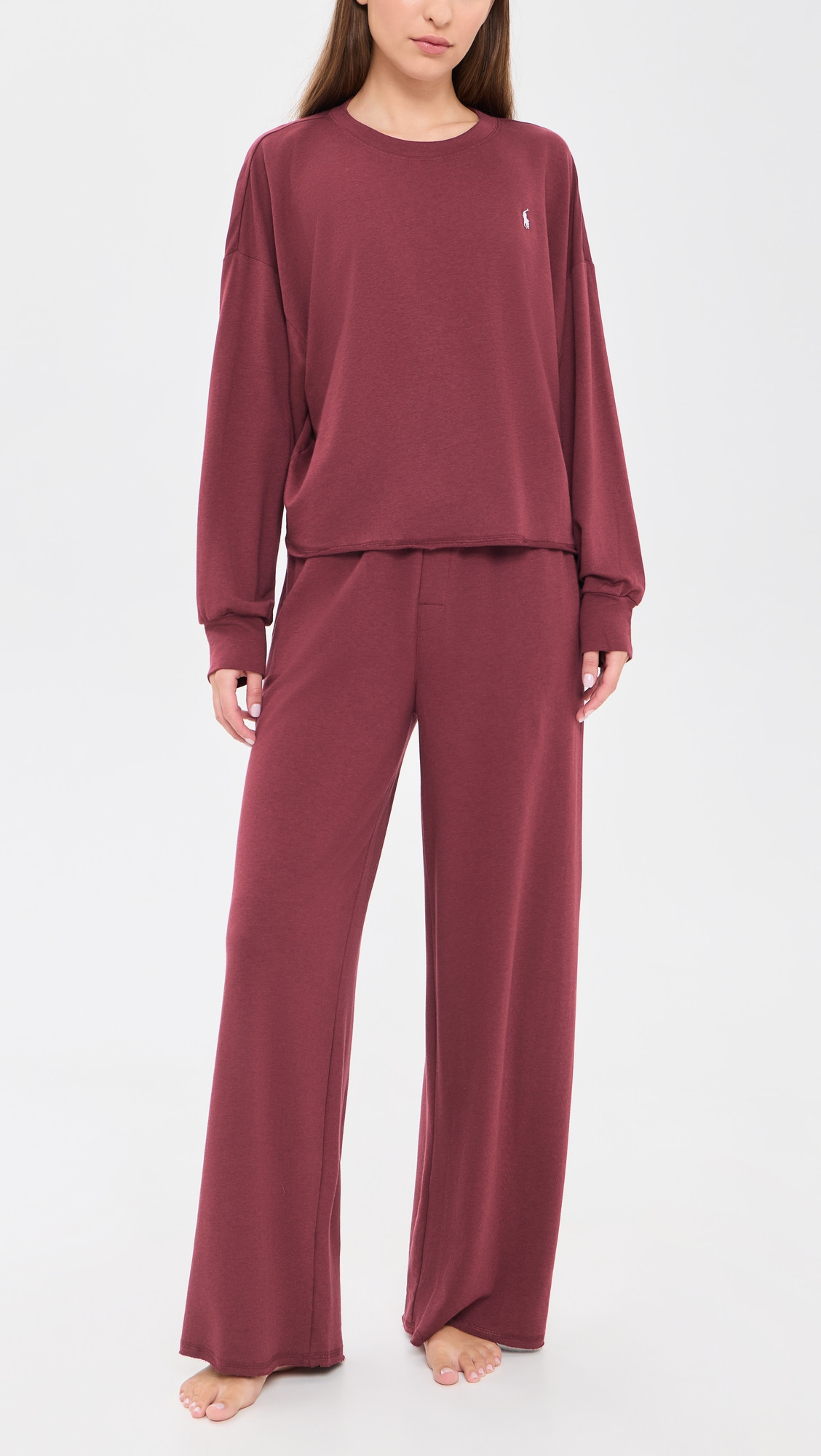 Polo Ralph Lauren Crew Neck/Wide Leg Pants Set Zinfandel XL | Shopbop
