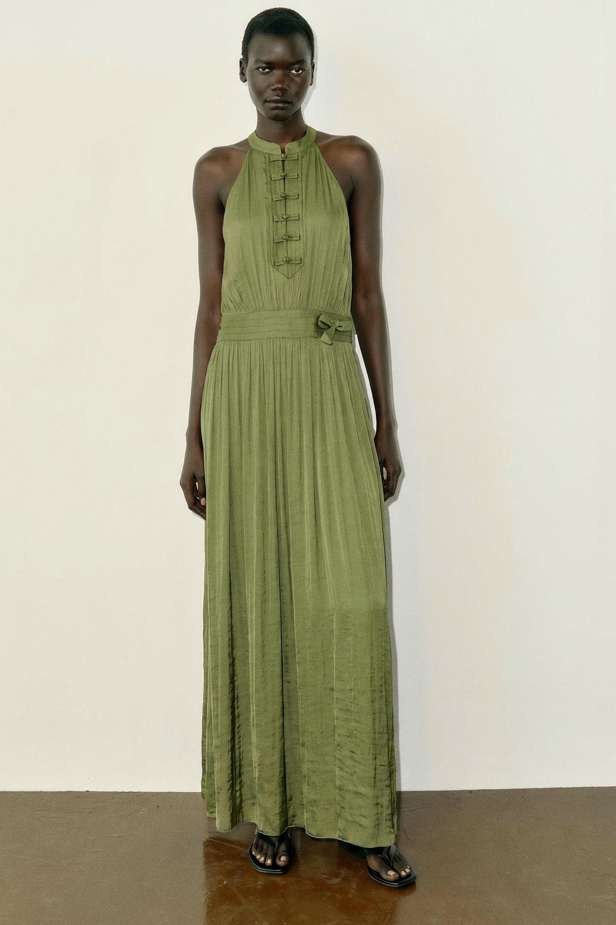 LONG HALTER FROG FASTENING DRESS | Zara US