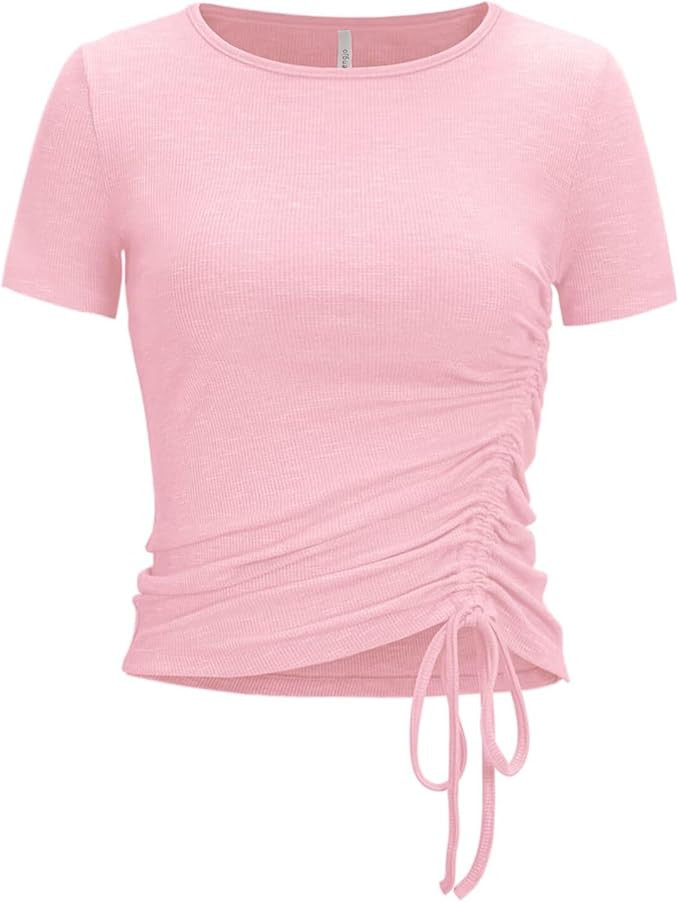 Zengjo Womens Long/Short Sleeve Workout Tops Ruched Side Yoga Atheltic Shirt Slim Fitted | Amazon (US)