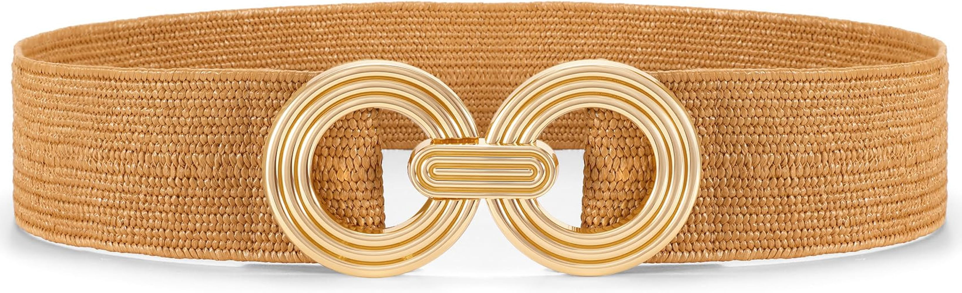 Waist Wow Straw Woven Elastic Belt for Women Fashion Wide Belts Stretchy Boho Belt Ladies Beach D... | Amazon (US)