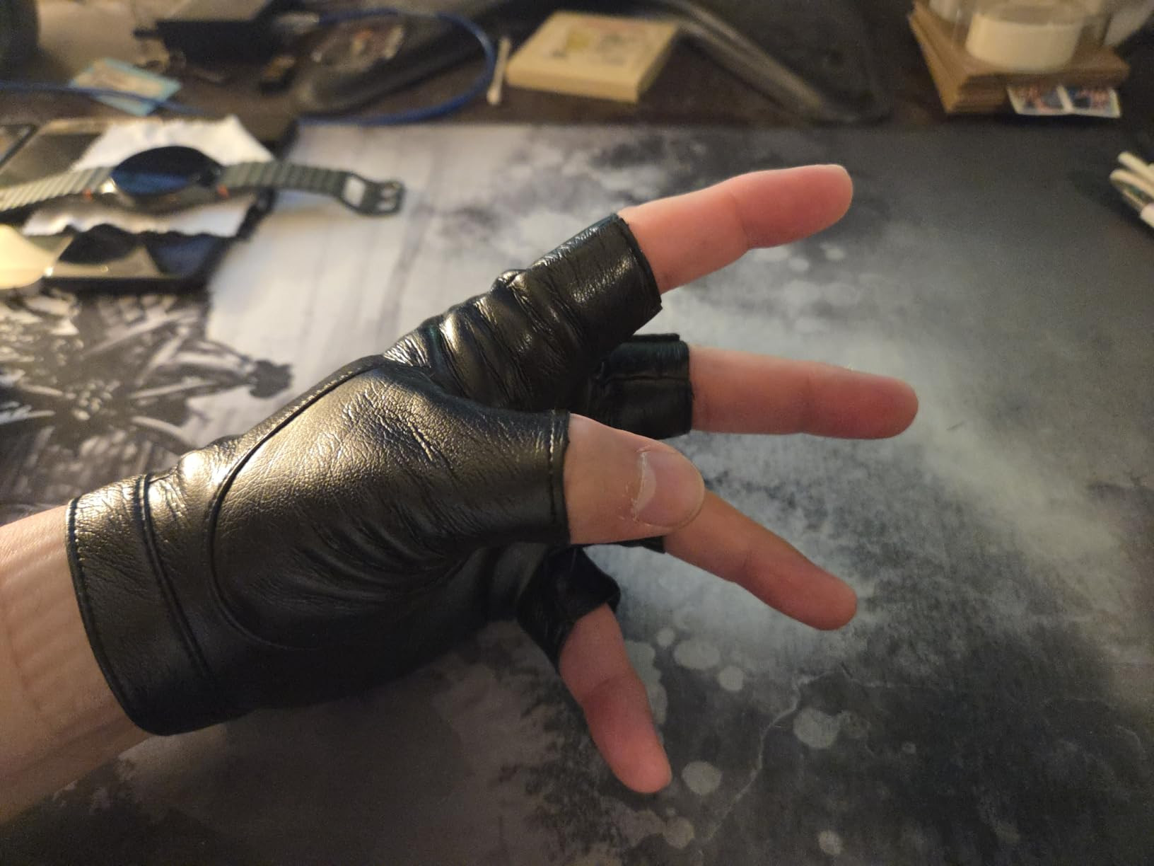 Fingerless Driving Gloves PU Faux Leather Outdoor Sport Half Finger Glove for Men Women Teens | Amazon (US)