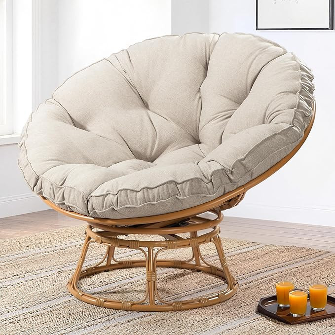 41" Papasan Chair with Cushion and 360 Degree Swivel Base, Papasan Lounge Chair with Cushion and ... | Amazon (US)