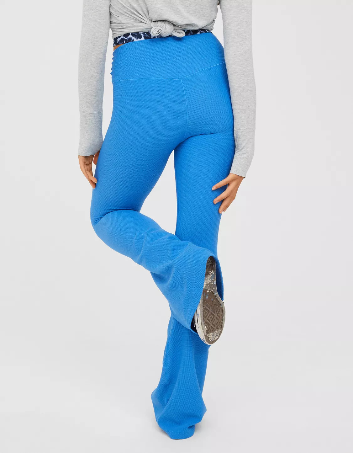 OFFLINE By Aerie Real Me Waffle High Waisted Ruched Flare Legging | Aerie