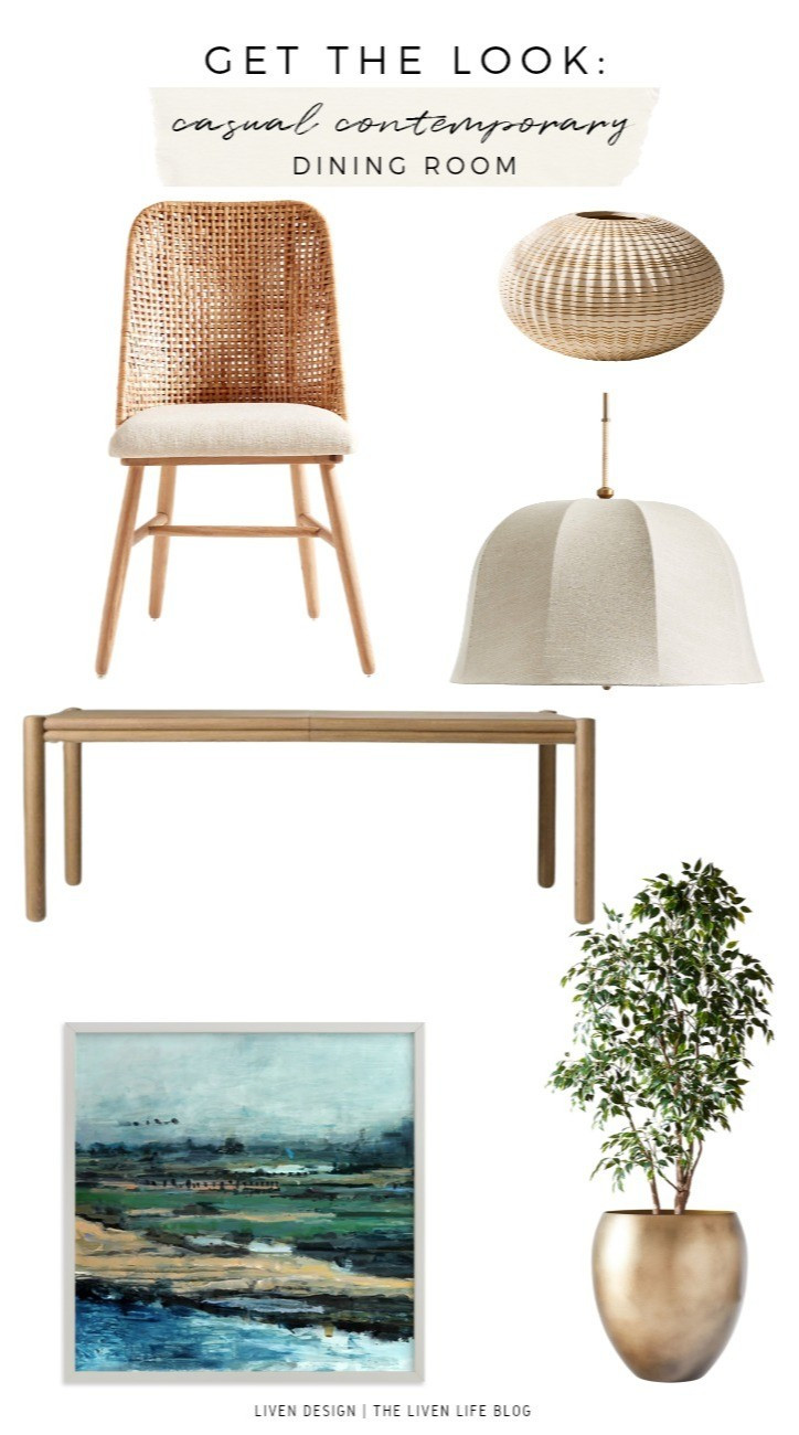 Dining room. Woven dining chair. Dining table. Woven pendant. Coastal art. Ceramic vase 

#LTKSeasonal #LTKHome #LTKSaleAlert