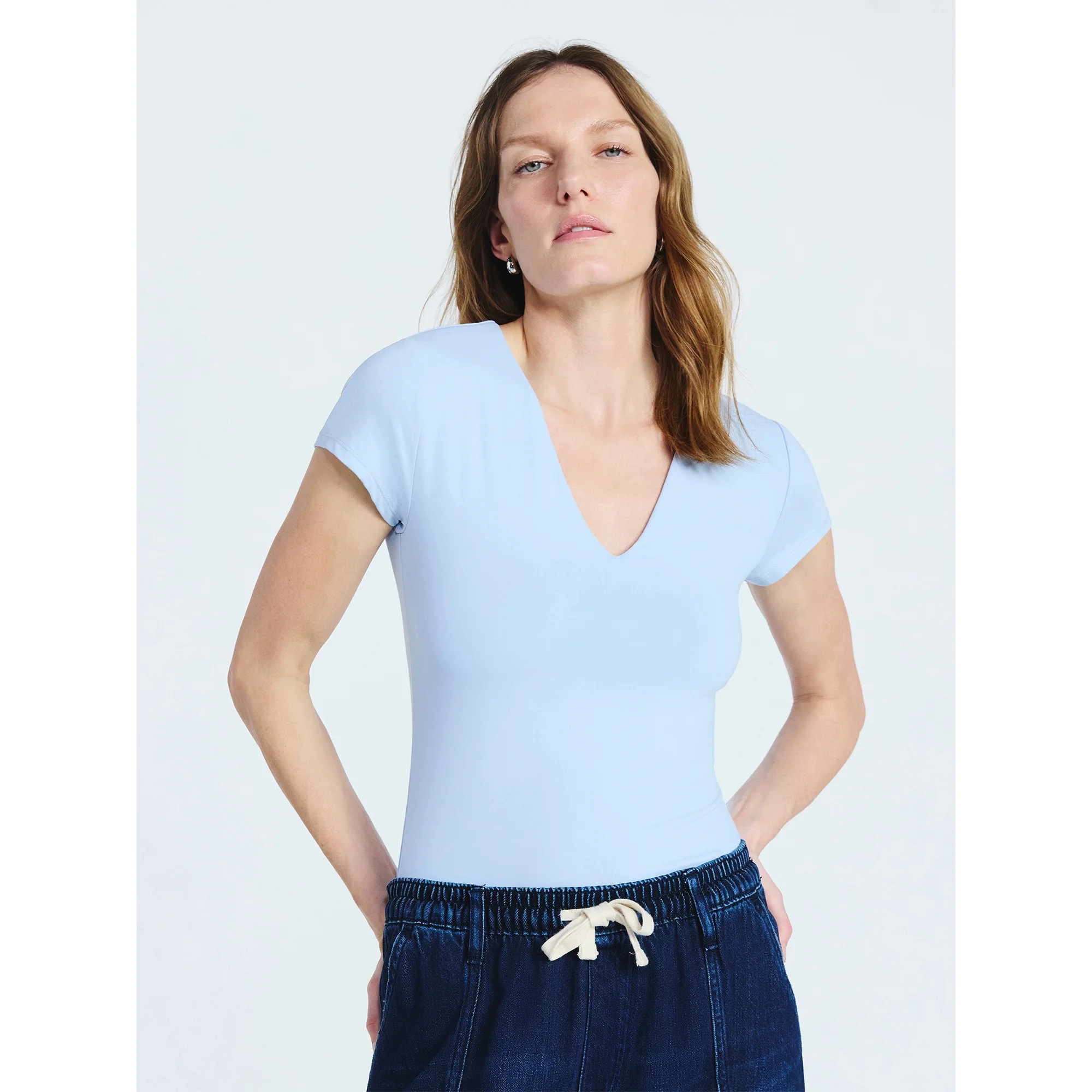Scoop Women's Ultimate Refined Contour V Neck Tee, Sizes XS-XL | Walmart (US)