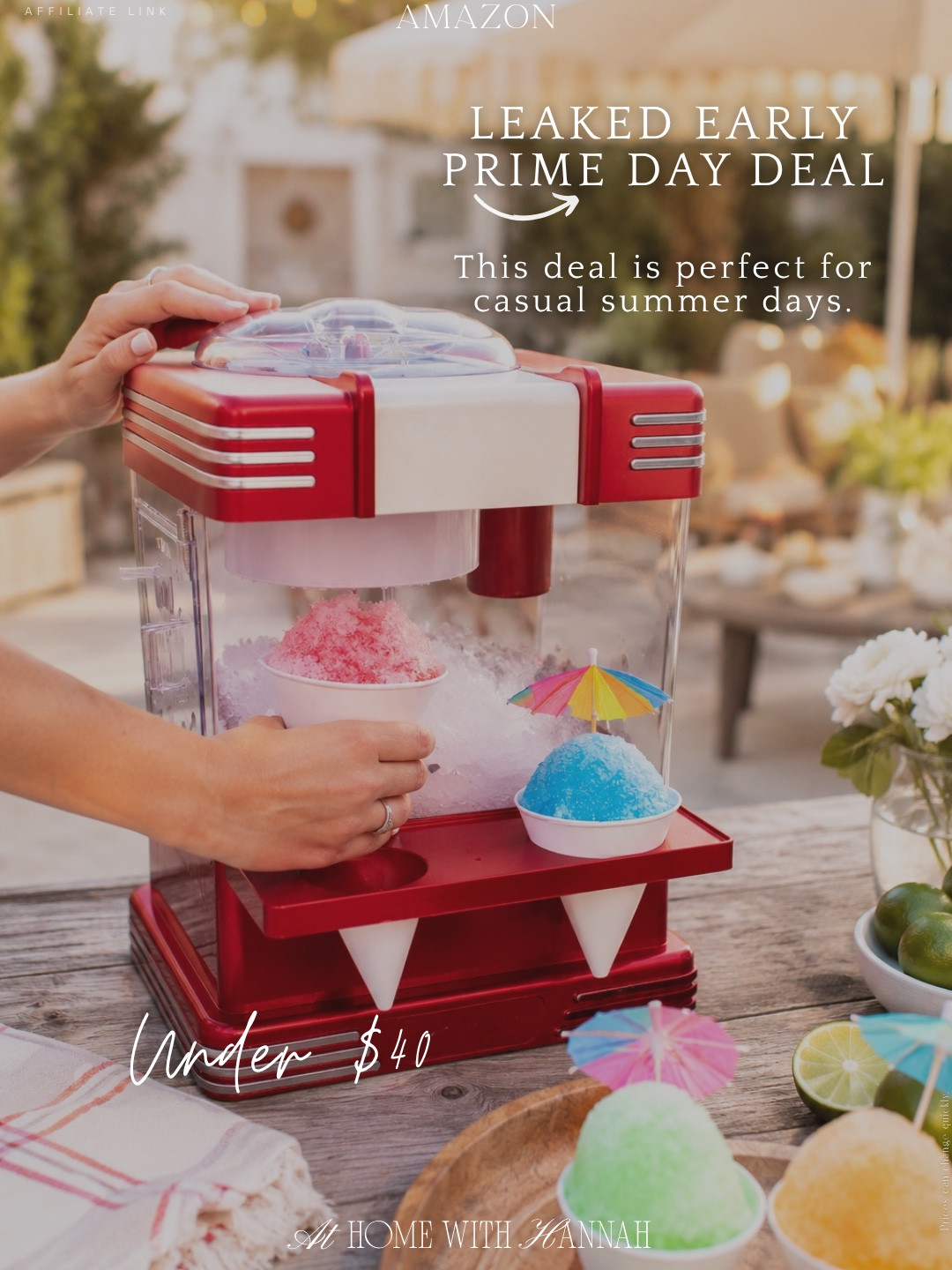 Prime Day summer deals • snow cone machine • summer party finds

This snow cone machine is under $40, and it’s exactly the kind of early Prime Day deal made for casual summer days 🤍

It’s such a fun find for backyard parties, pool days, birthday parties, family nights, cookouts, and those hot summer afternoons when the kids want something fun but you don’t want to leave the house.

If you’re shopping for: snow cone machine, Prime Day summer deals, Amazon party finds, shaved ice maker, summer party ideas, backyard party finds, kids summer activities, pool day treats, family night ideas, summer kitchen finds.

I love a deal that feels fun and useful at the same time. This is perfect for making summer feel a little more special without spending a ton — and it’s one of those finds everyone ends up wanting to use.

Everything is linked here 🤍

#PrimeDayDeals
#SnowConeMachine
#SummerFinds
#AmazonKitchen
#PartyFinds
#AmazonHome

#LTKSaleAlert #LTKHome