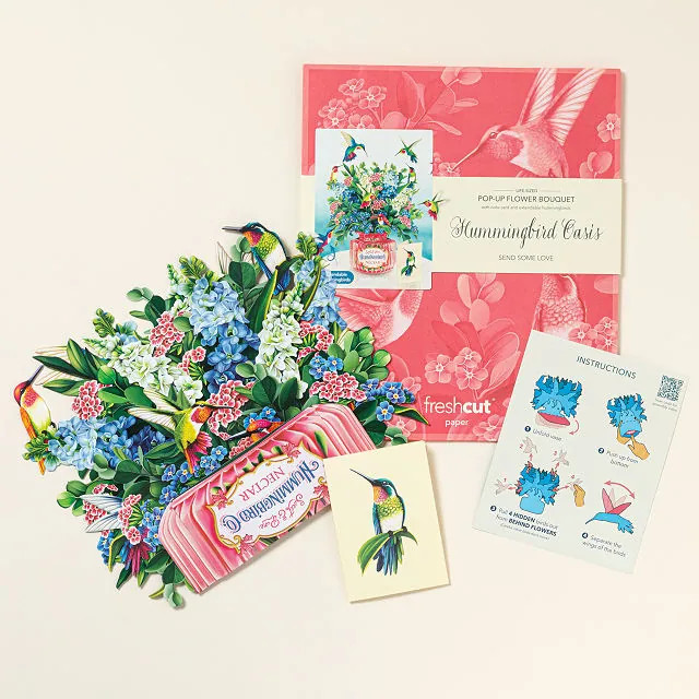 Hummingbird Oasis Pop Up Greeting Card | UncommonGoods