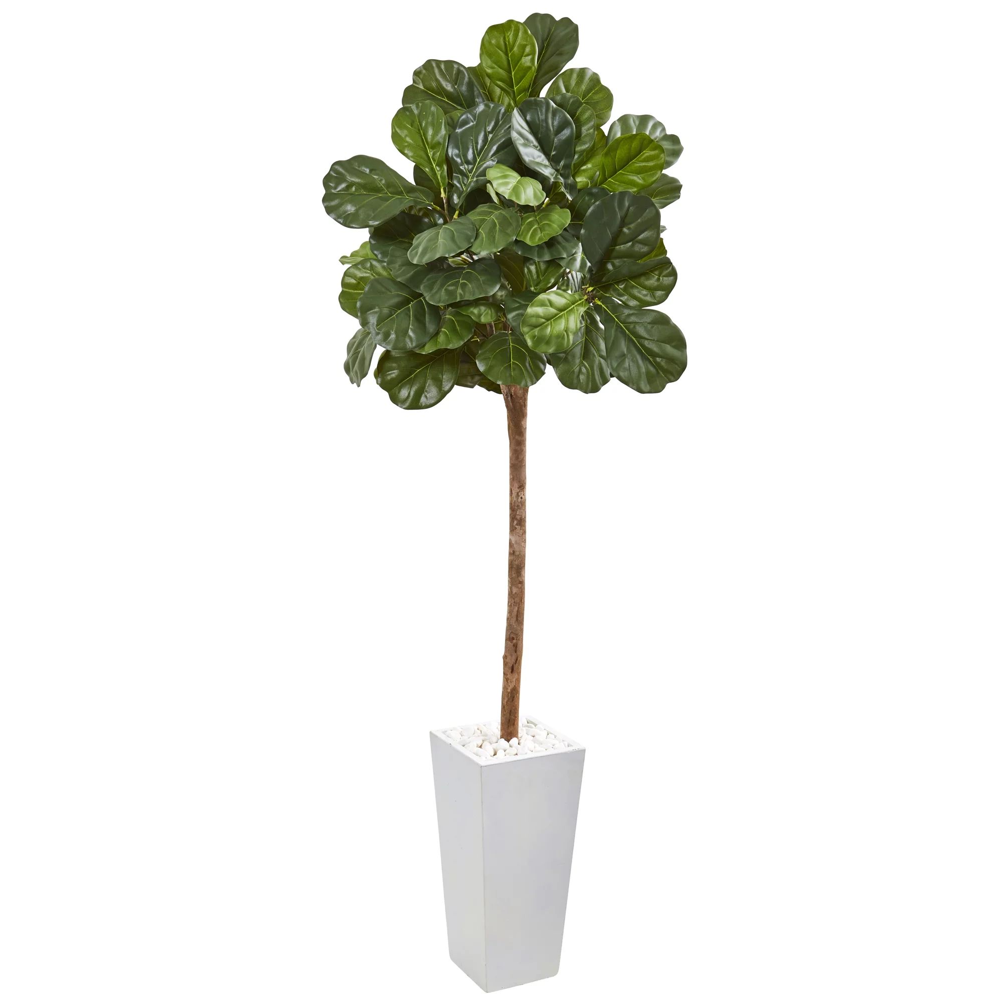 Nearly Natural 75” Fiddle Leaf Fig Artificial Tree in White Planter | Walmart (US)