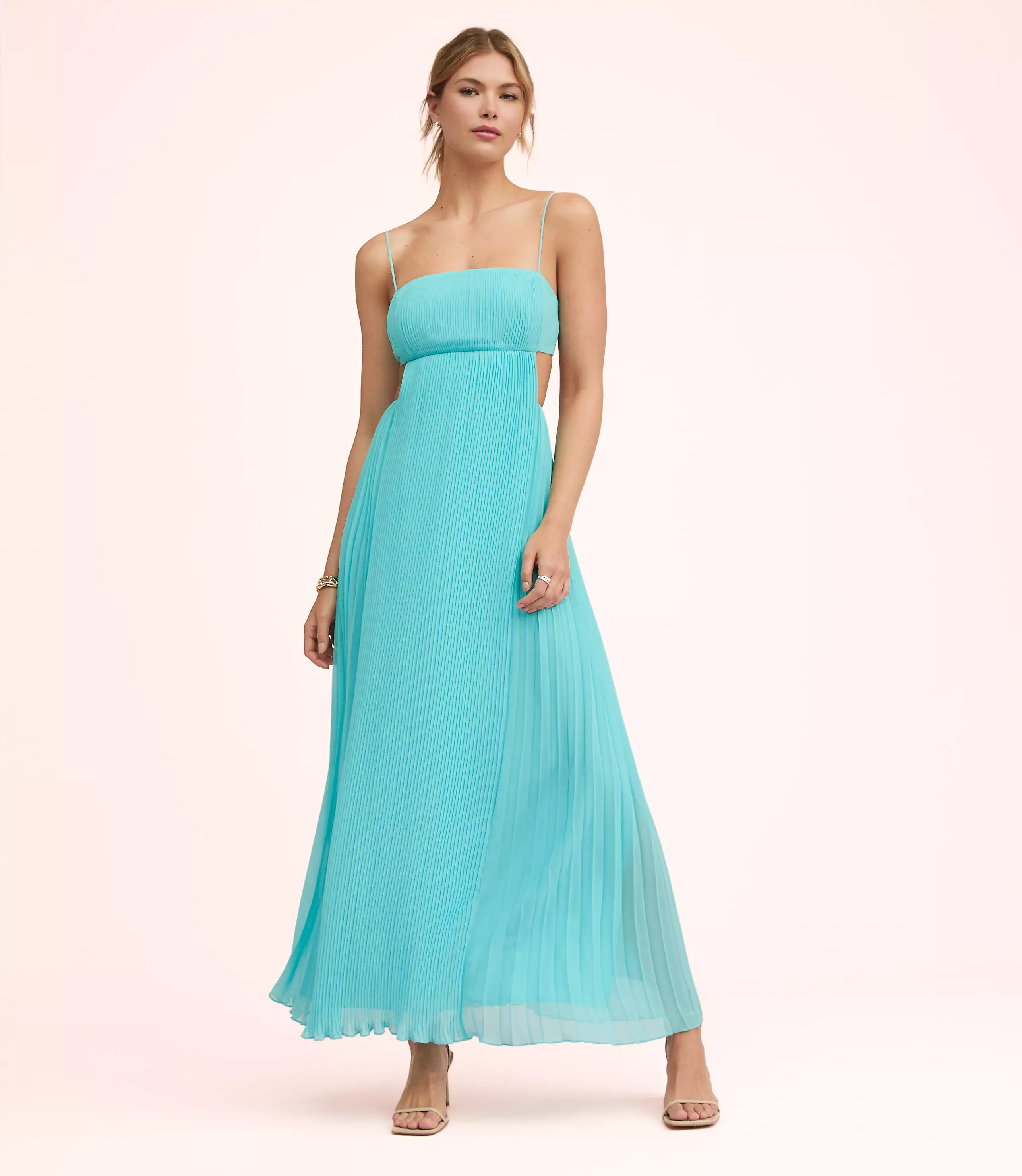 Lately Pleated Cutout Maxi Dress | LOFT