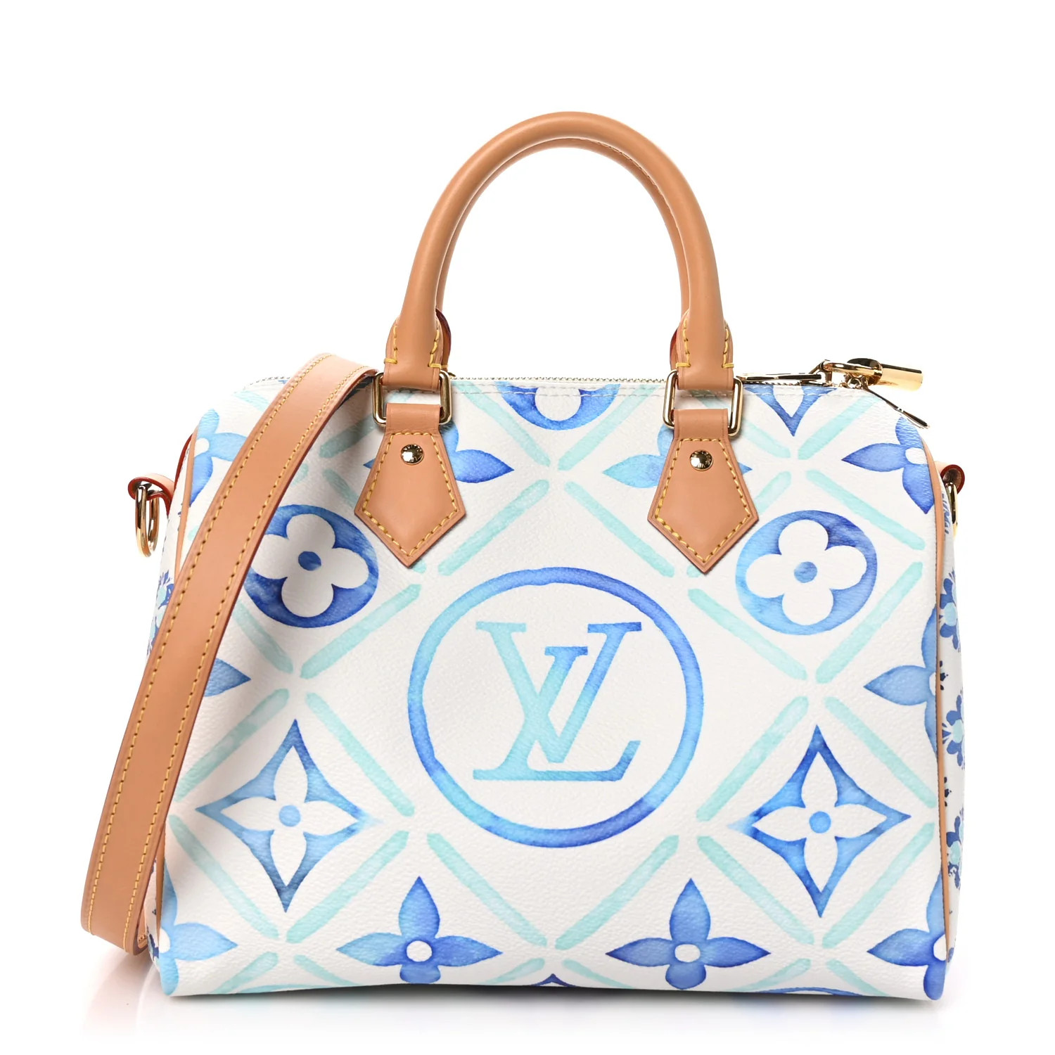 Monogram Tiles By The Pool Speedy Bandouliere 25 Lagoon Blue | FASHIONPHILE (US)