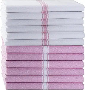 NITRAA Kitchen Towels with Herringbone Weave & Center Stripe - 100% Organic Ring Spun Cotton - Re... | Amazon (US)