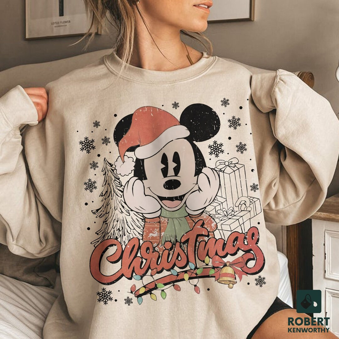 Vintage Disney Mickey Christmas Sweatshirt Trendy Sweatshirt - Etsy | Etsy (US)