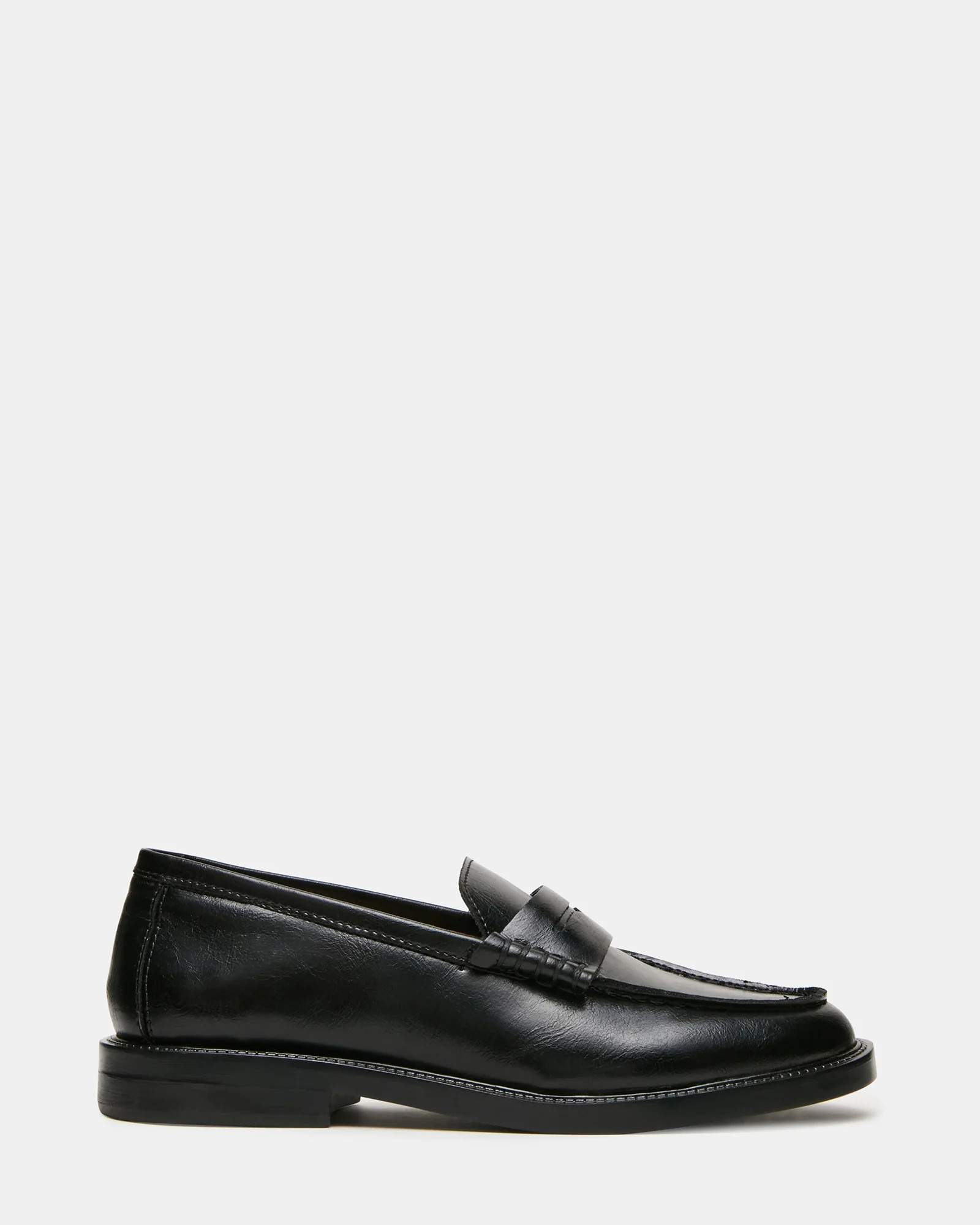 MADISON Black Leather Women's Penny Loafer | Steve Madden (US)