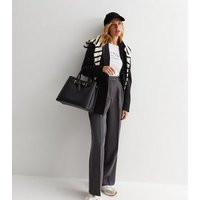 Dark Grey Wide Leg Tailored Trousers New Look | New Look (UK)