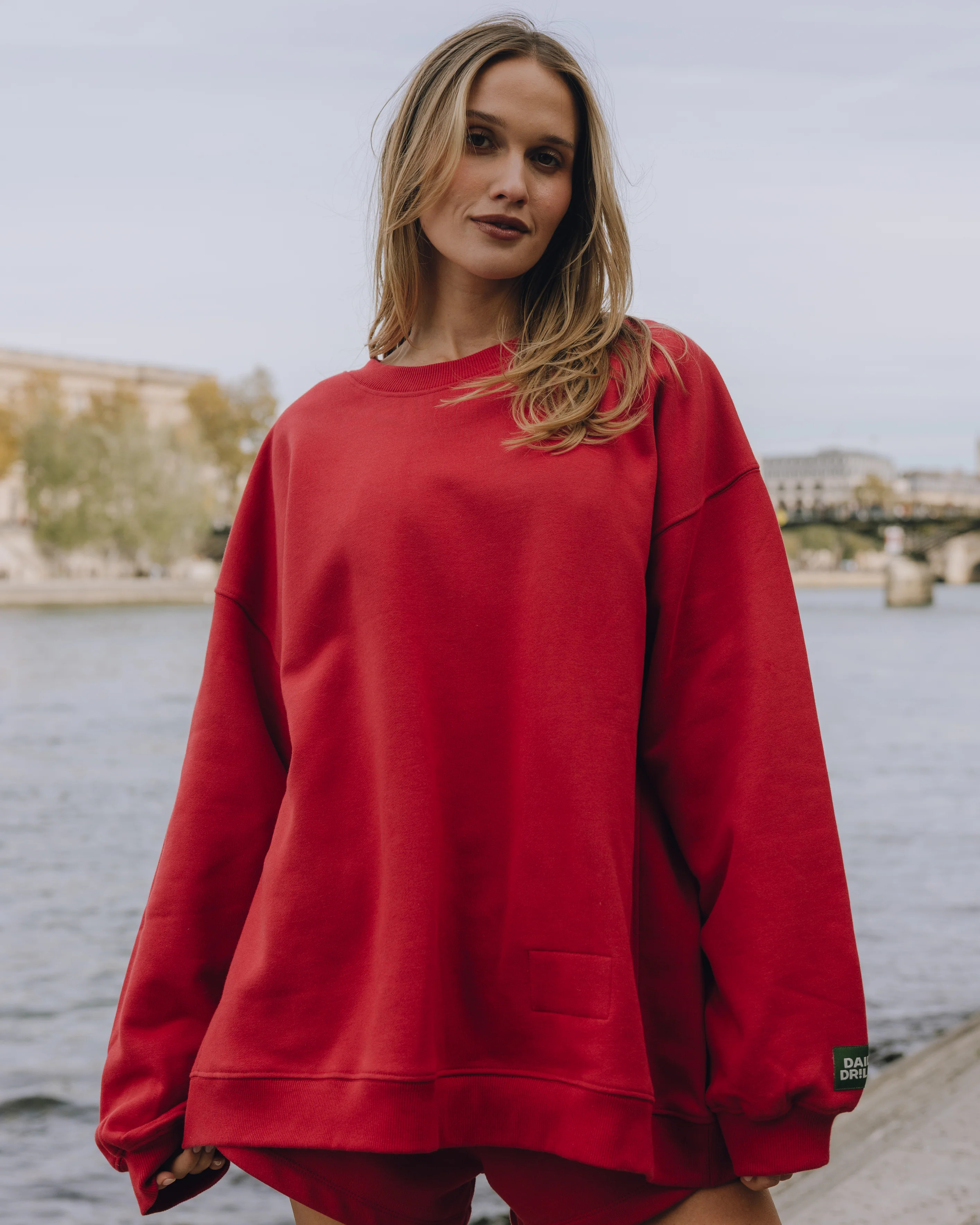 Oversized Fleece Crew - Vintage Red | Daily Drills LLC