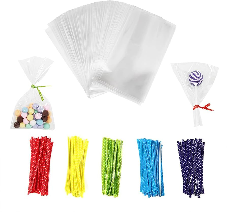 Newkita 3x5 Cellophane Bags, Clear Goodie Bags, Cake Pop Rice Crispy Bags With 4" Twist Ties, Can... | Amazon (US)
