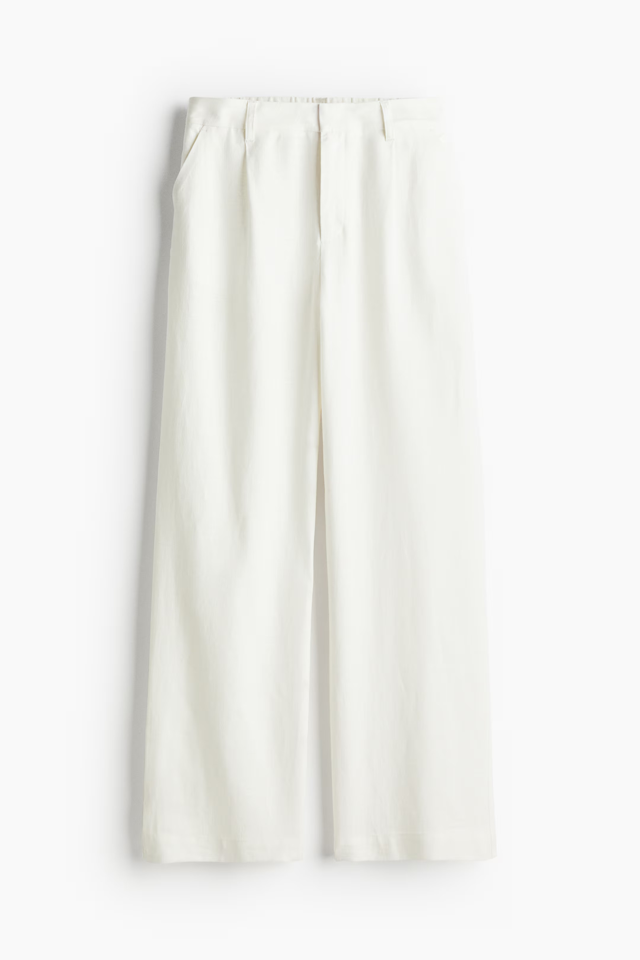 Linen-blend tailored trousers - High waist - Long - Cream - Ladies | H&M GB | H&M (UK, MY, IN, SG, PH, TW, HK)