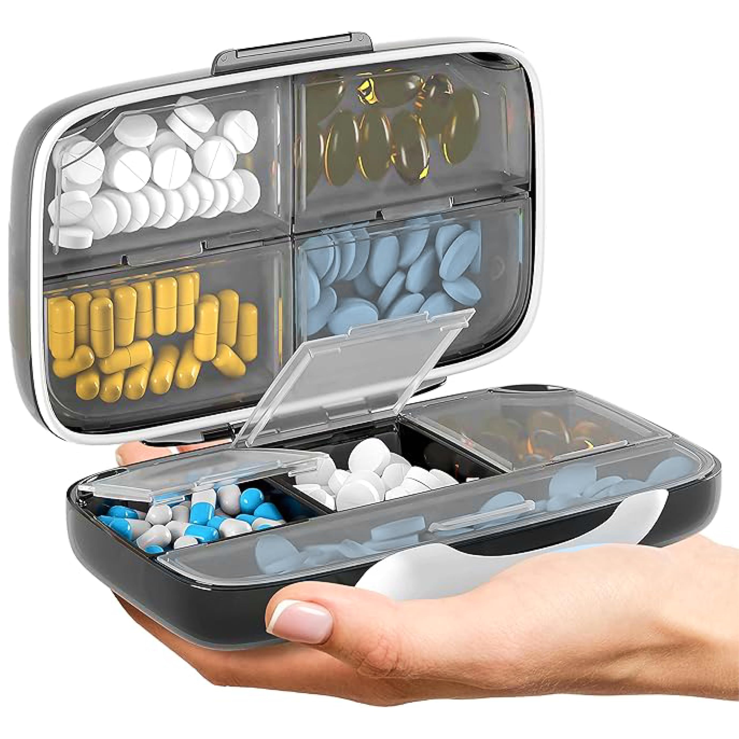 Travel Pill Organizer - Airtight Medicine Case for Traveling Portable Pharmacy Box with Labels Vi... | Amazon (US)