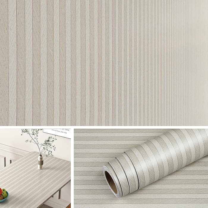 Livelynine Striped Wallpaper Peel and Stick Bedroom Cream Tan and White Stripe Wall Paper for Bat... | Amazon (US)