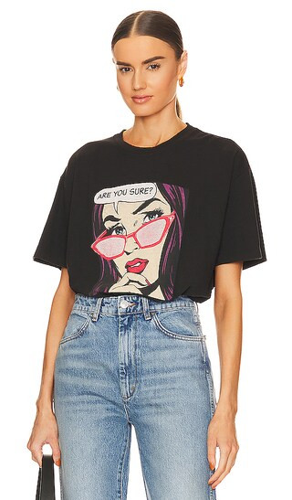 90's Easy Tee Are You Sure in Washed Black | Revolve Clothing (Global)