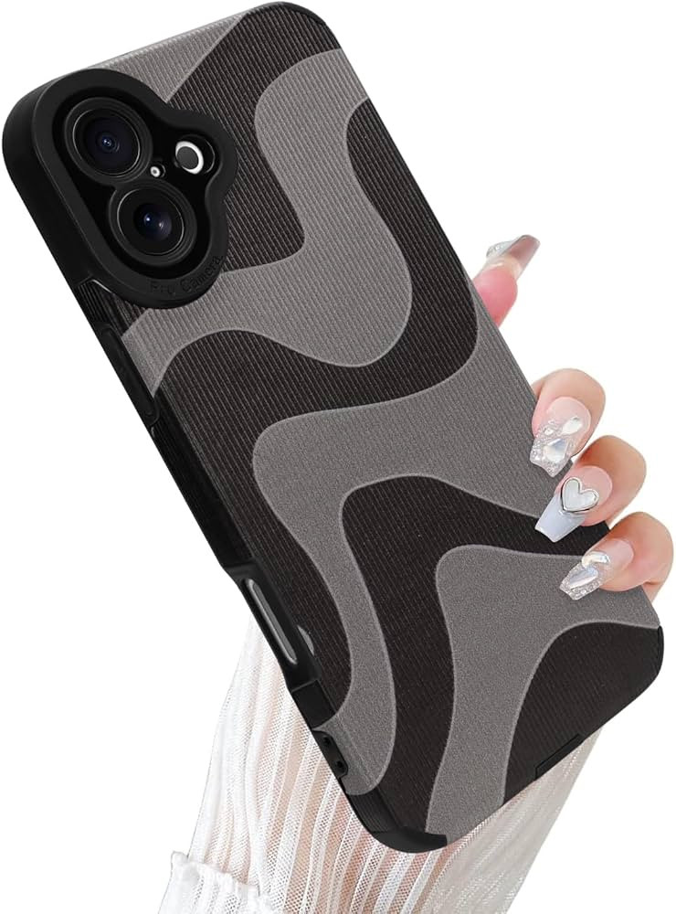Case for iPhone 16 Wave Pattern Soft TPU Bumper PU Leather Cute Zebra Cover Designed for Female G... | Amazon (US)