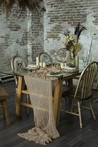 DekorFentezyKiev Table Runner 25x170 inches Cheesecloth Tablecloth for Romantic Wedding Rustic Boho  | Amazon (US)