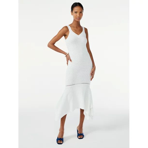 Scoop Women's Sleeveless Crochet Midi Dress | Walmart (US)
