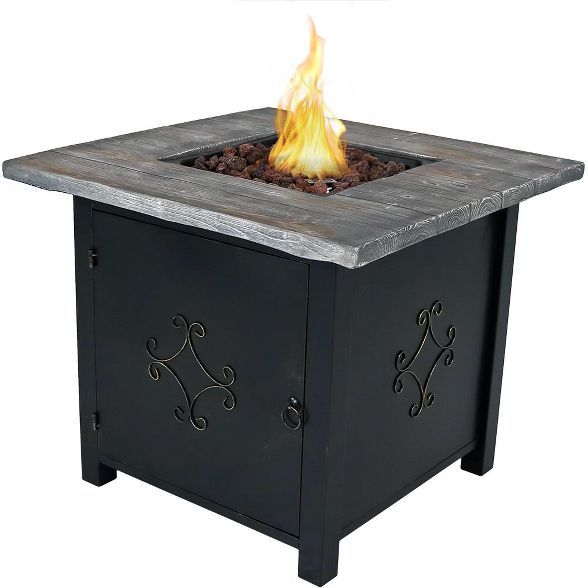 Sunnydaze Outdoor Smokeless Patio Propane Gas Fire Pit Table with Lava Rocks - 30" Square | Target