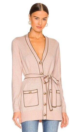Ronny Cardigan with Piping in Quartz & Brown | Revolve Clothing (Global)