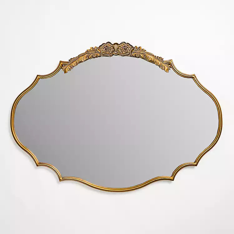 Oval Laura Gold Flower Wall Mirror | Kirklands