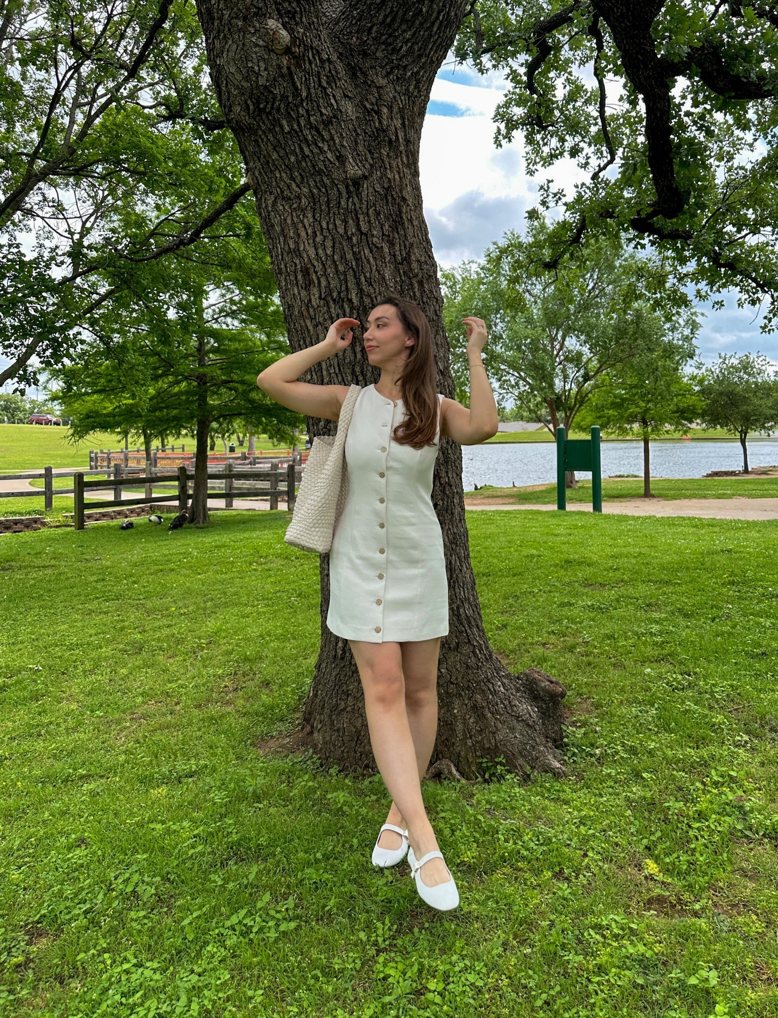 quiet luxury park day outfit 🤍🪿🌾 super comfy and breathable!

• crepe button up dress: aritzia - sized up to size 6 to be looser in the hip area. for other types of similar dresses, i usually get a size 4 or small
• white mary jane flats: dream pairs (true to size)
• bag: amazon

[classy fashion, parisian vibes, sleeveless vest mini dress, ballet flats, preppy, girly feminine outfit ootd, neutral outfits ideas, pinterest vibes] 

#LTKFindsUnder100 #LTKStyleTip #LTKShoeCrush