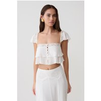Skylar Lace Sleeveless Crop Top / White | MESHKI | XXS | MESHKI US