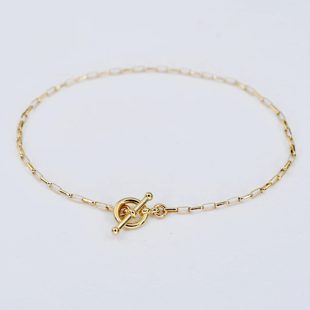 14K Solid Gold Toggle Bracelet – Delicate Gold Chain | Etsy (US)
