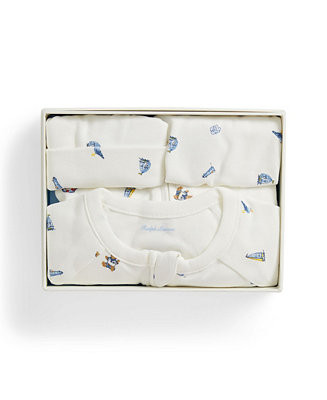 Baby Boys' Round-Neck Coverall, Beanie, and Bib, 3-Piece Gift Set | Macy's