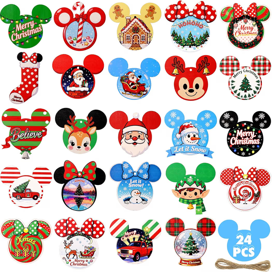 Mouse Christmas Tree Decorations,24Pcs Mouse Christmas Tree Hanging Ornaments, Holiday Hanging Sl... | Amazon (US)