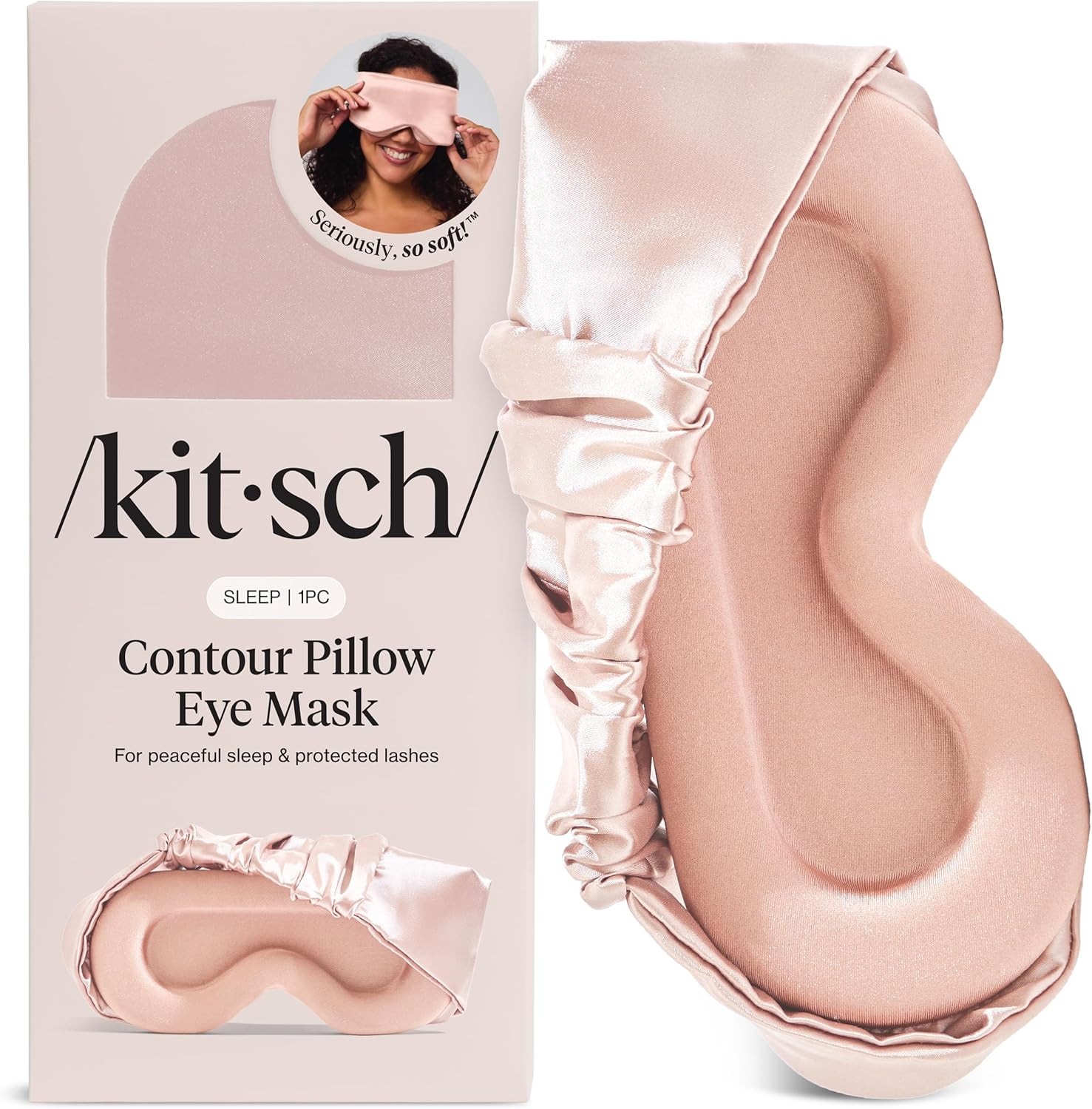 Kitsch Contour Satin Sleep Mask | Eye Masks for Sleep - Blush | Amazon (US)