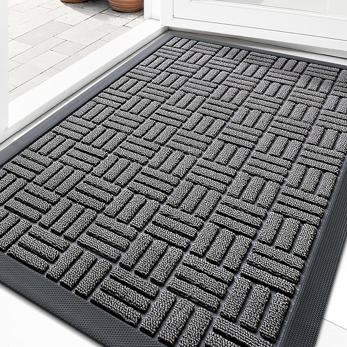 OLANLY Front Door Mat Outside Entrance 29.5x17, Absorbent, Heavy Duty Sturdy Natural Rubber Doorm... | Amazon (US)