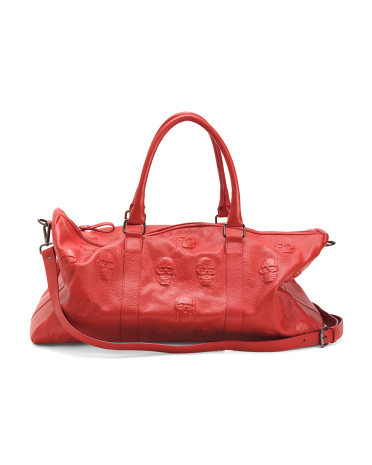 Made In Italy Leather Multi Skulls Luggage | TJ Maxx