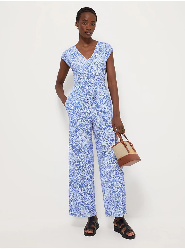 Blue Paisley Tie Waist Jumpsuit | George