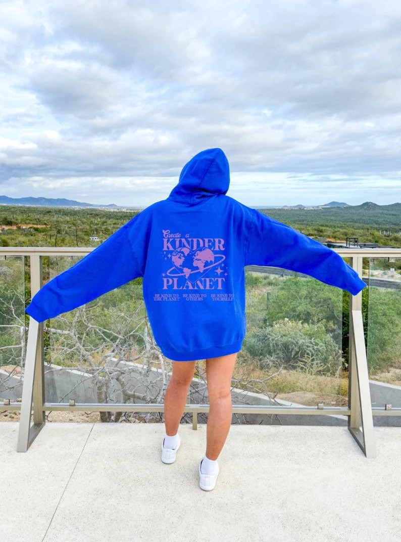 Create a Kinder Planet Hoodie Sweatshirt • Be Kind Aesthetic Graphic Oversized Hoodie • Women... | Etsy (US)