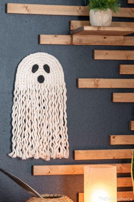 The easiest and the cutest DIY ghost ever! All you need is some macrame rope (or nautical rope), small felt pieces, hot glue and a piece of cardboard (or foam board). You can find the tutorial pinned in our reels.

#LTKhome #LTKSeasonal #LTKfamily