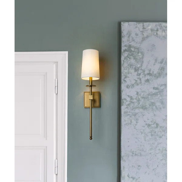 Suniga 1 - Light Dimmable Rubbed Brass Wallchiere | Wayfair Professional