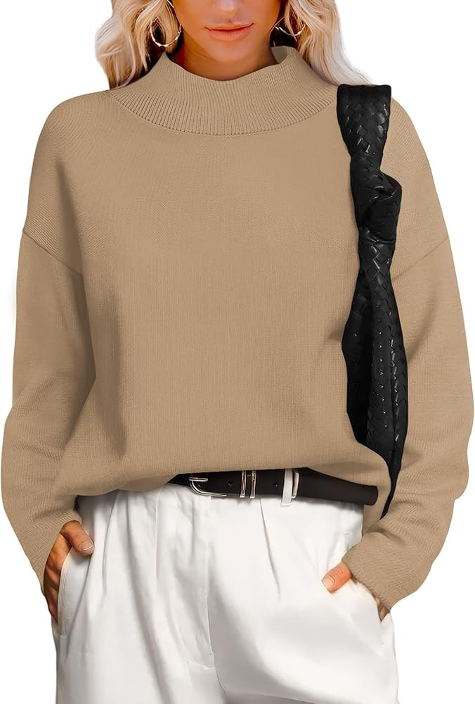 XIEERDUO Fall Sweaters for Women 2024 Turtleneck Oversized Batwing Long Sleeve Knit Pullover Plai... | Amazon (US)