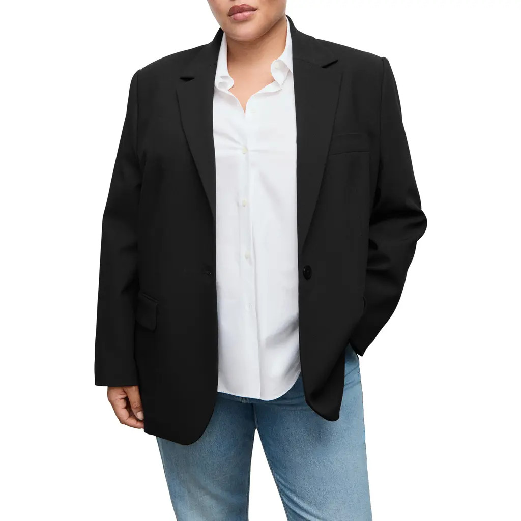 MANGO Straight Suit Jacket in Black at Nordstrom, Size Large | Nordstrom