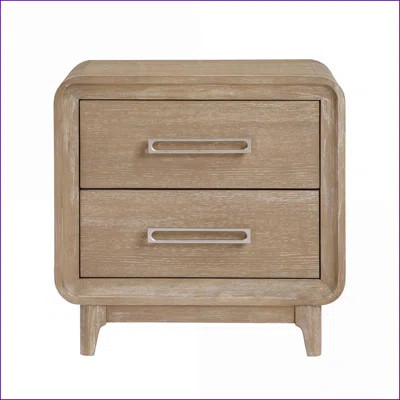 Modern Natural Wood Nightstand with 2 Drawers - Bedroom Storage Furniture | Wayfair North America