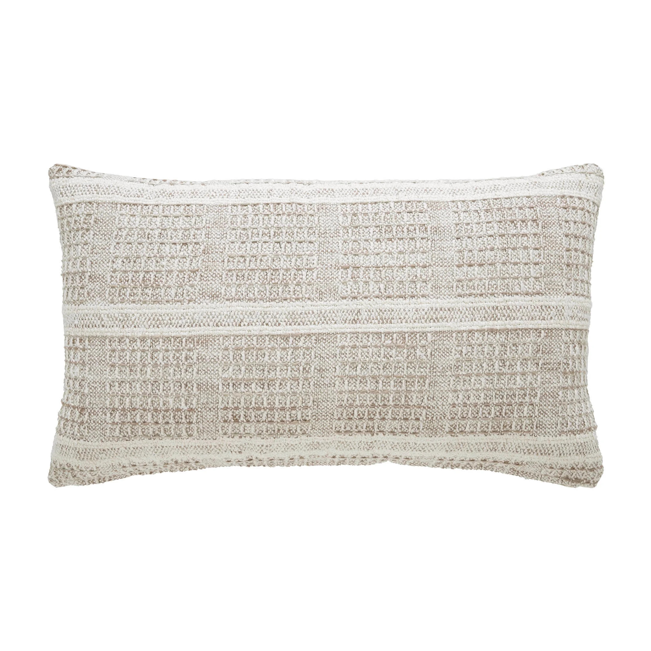 Better Homes & Gardens 14" x 24" Beige Chunky Woven Plaid Decorative Pillow | Walmart (US)