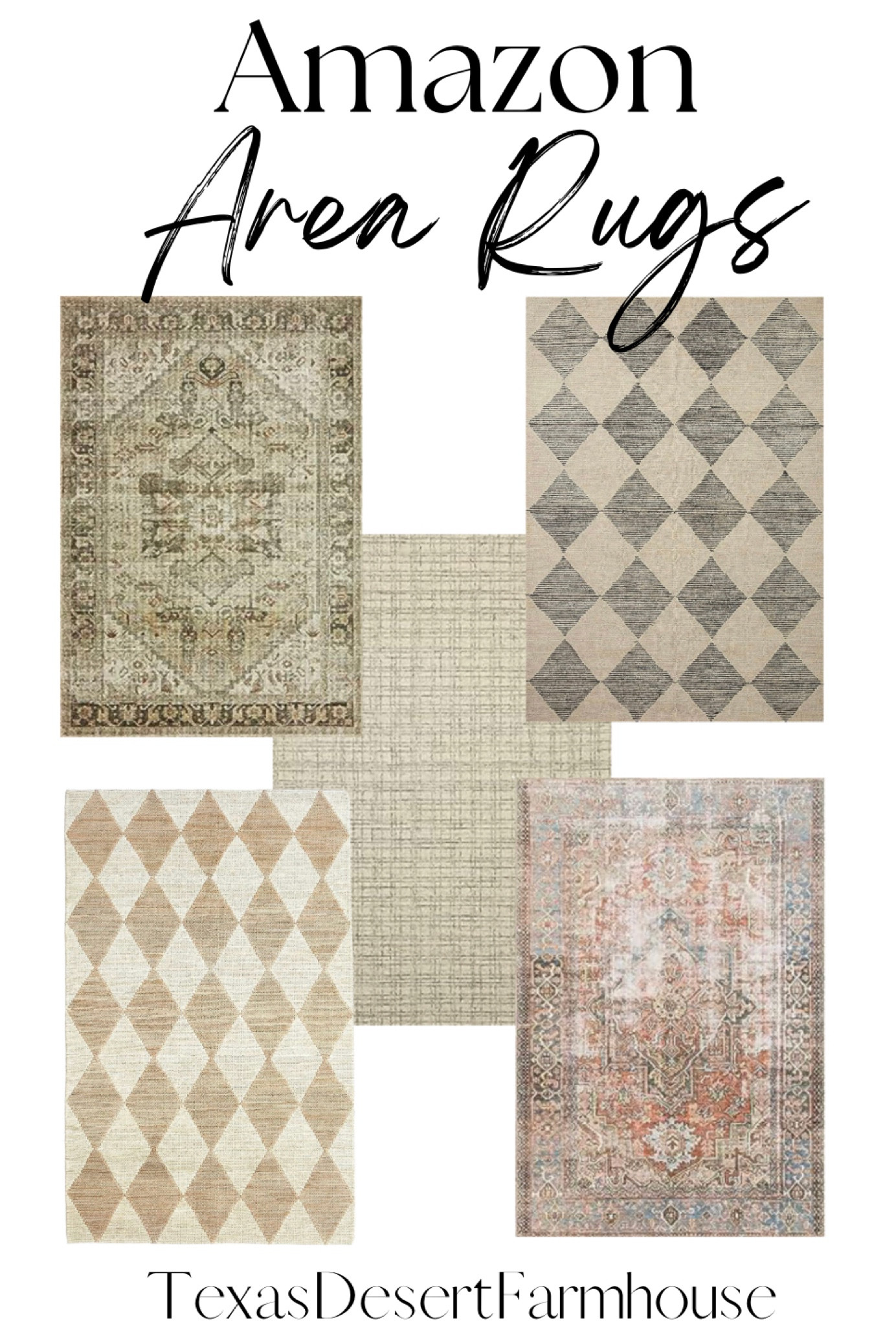 Amazon Area Rugs

Loloi II Loren Collection LQ-15, Terracotta/Sky 7'-6" x 9'-6", Area Rug, Soft, Durable, Vintage, Distressed, Low Profile, Non-Shedding, Easy Clean, Living Room Rug

Chris Loves Julia x Loloi Polly Collection POL-03 Antique / Mist 5'-0" x 7'-6" Area Rug

Loloi II Skye Collection SKY-13 NATURAL / SAND, Traditional 7'-6" x 9'-6" Area Rug

Chris Loves Julia x Loloi Francis Collection FRA-01 Beige / Charcoal 8'-6" x 12' Area Rug

Dash and Albert Harwich Natural Handwoven Jute Rug, 5 X 8 Feet, Neutral Geometric Pattern

#arearugs #rug #rugs #checkeredrug #fallrugs #fallarearug #fallhome #homeinterior #carpet #guestroom #bedroomrug #livingroomrug 

#LTKstyletip #LTKxPrime #LTKhome