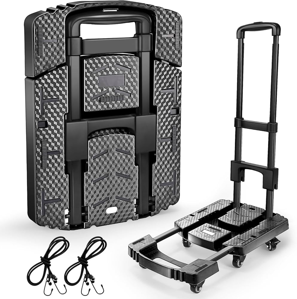 Folding Hand Truck 500lbs, Portable Heavy Duty Dolly Cart, 6 Wheels Collapsible Luggage Cart with... | Amazon (US)